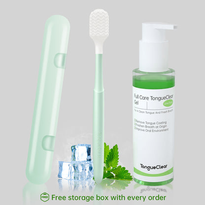 Tongueclear Airbag Oral Cleaner and Oral Mucosa Gel Set, Oral Care Set, Removes Bad Breath and Bad Odor, Minty-Lime