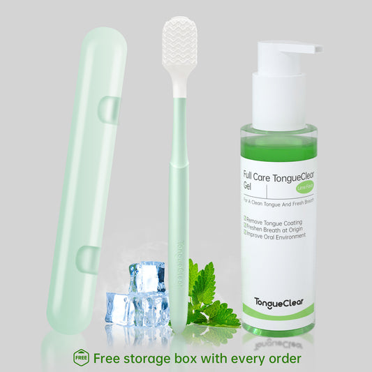 Tongueclear Airbag Oral Cleaner and Oral Mucosa Gel Set, Oral Care Set, Removes Bad Breath and Bad Odor, Minty-Lime